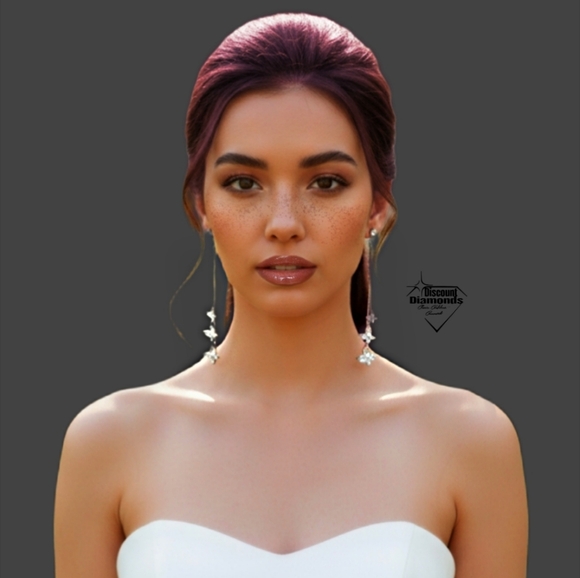 Butterfly White Zircon Dangle  Earrings on 925 Sterling Silver - Picture 3 of 6